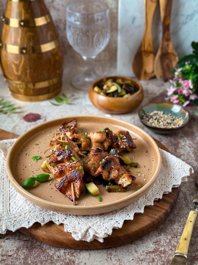 BROCHETAS DE PAVO YAKISOBA