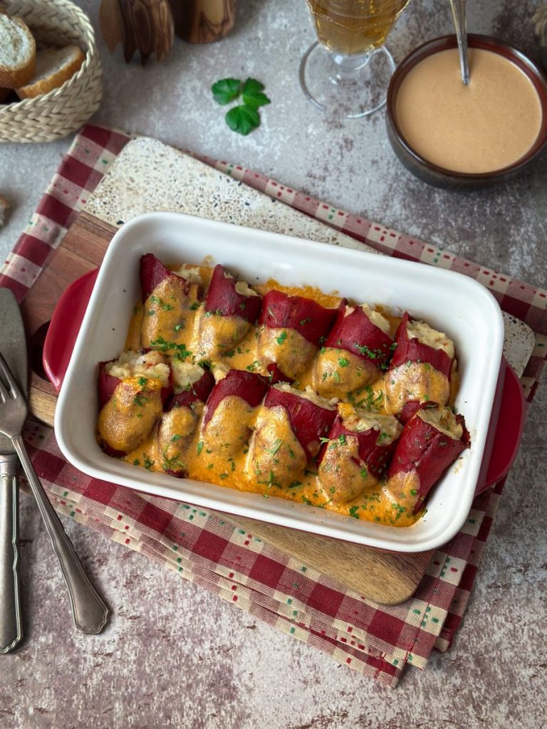 PIMIENTOS DEL PIQUILLO RELLENOS DE MERLUZA Y GAMBAS