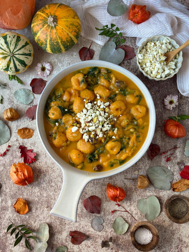 ÑOQUIS DE CALABAZA EN CREMA DE BONIATO Y CALABAZA