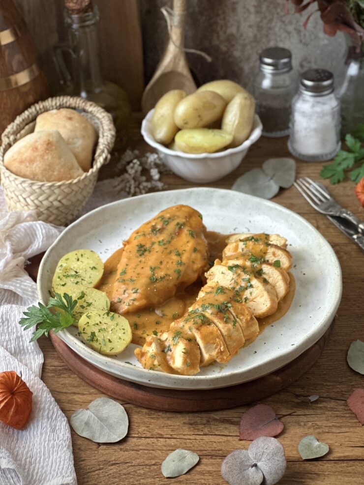 POLLO EN SALSA ESPAÑOLA DE LA PROMESA