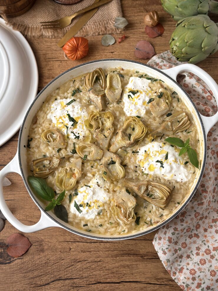 RISOTTO DE ALCACHOFAS Y BURRATA