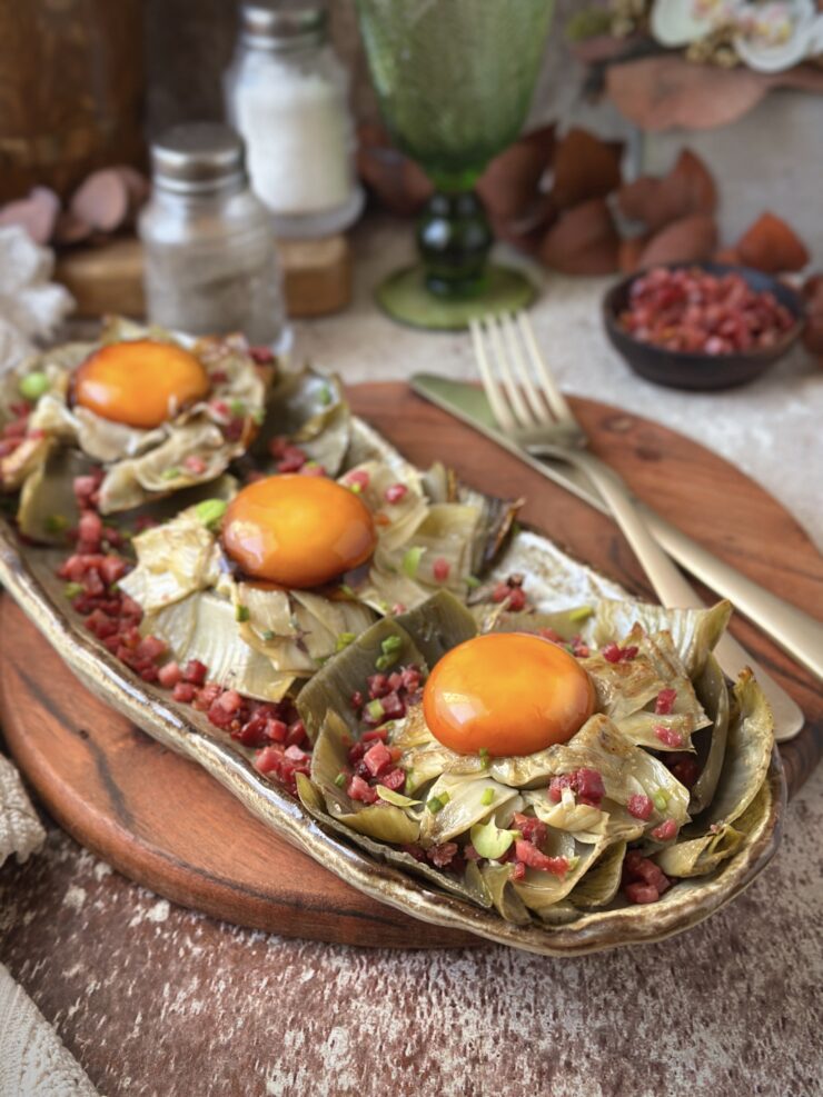 FLORES DE ALCACHOFA CON JAMÓN