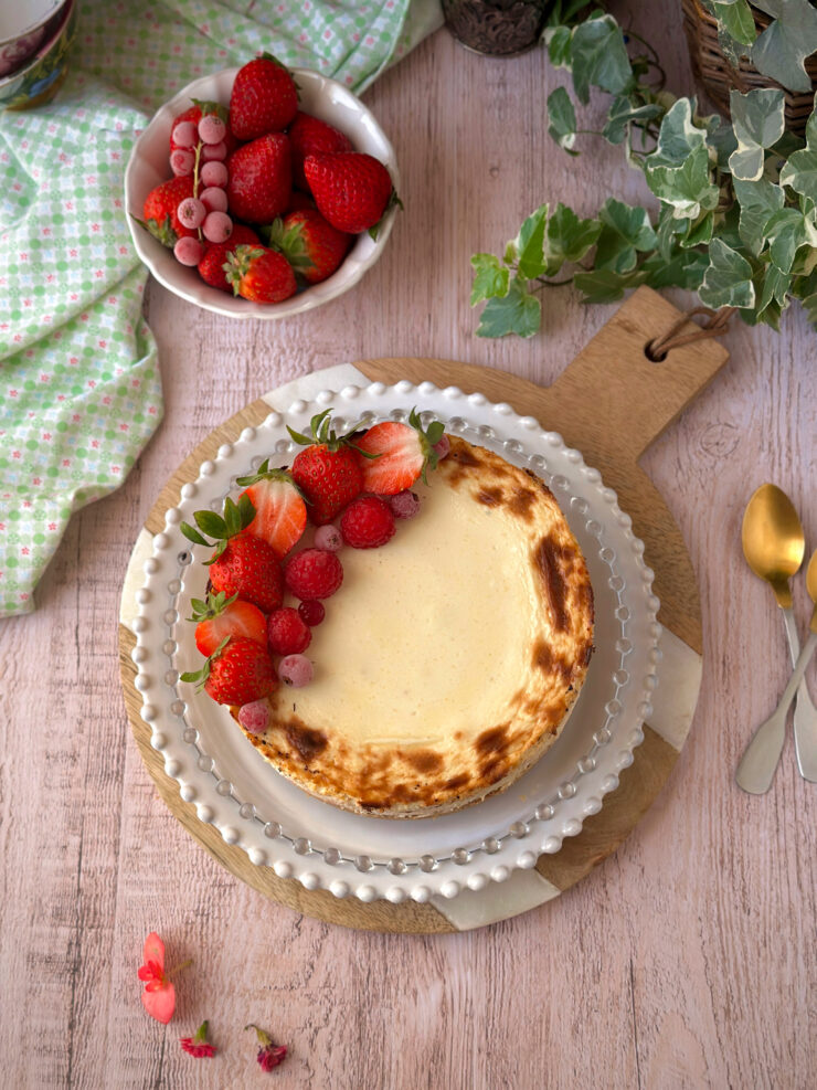 TARTA DE QUESO VASCA CREMOSA Y SALUDABLE
