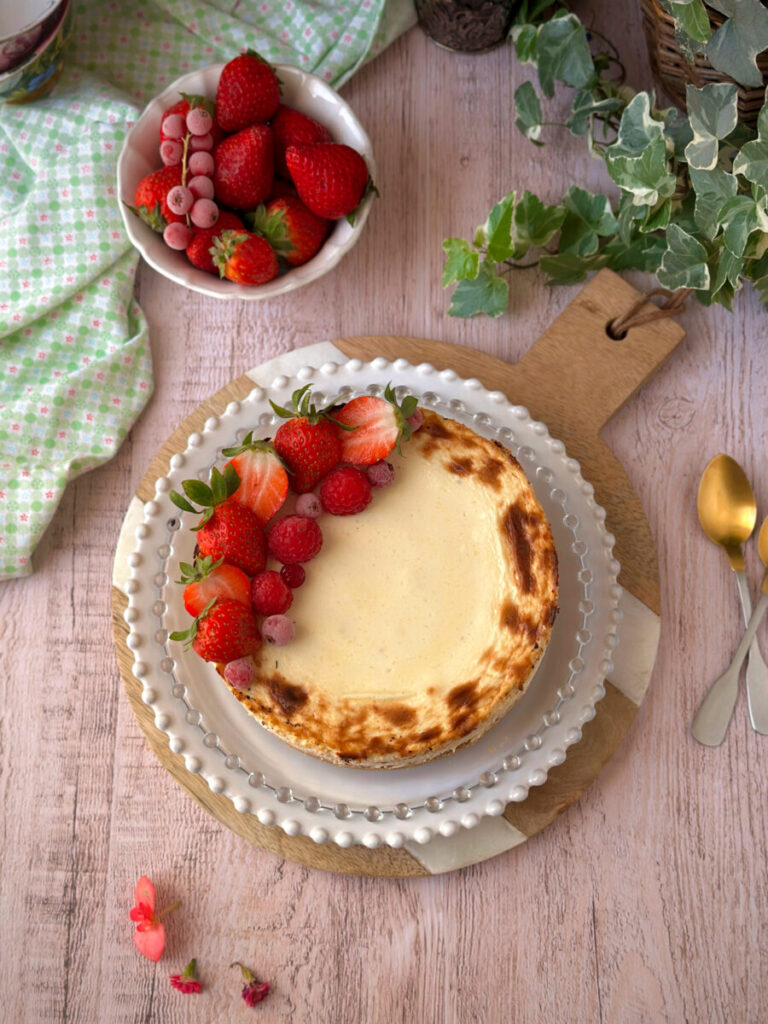TARTA DE QUESO VASCA CREMOSA Y SALUDABLE