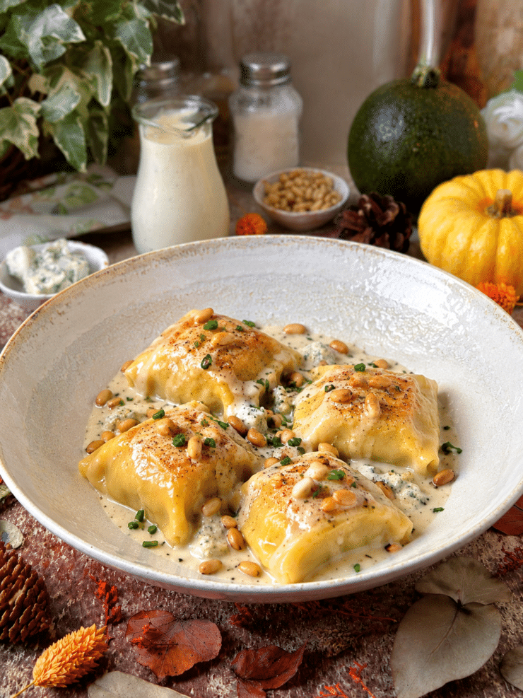 RAVIOLIS DE CALABAZA CON PASTA WONTON